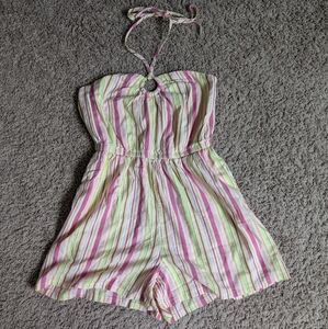 Old Navy Striped O-Ring Halter Romper